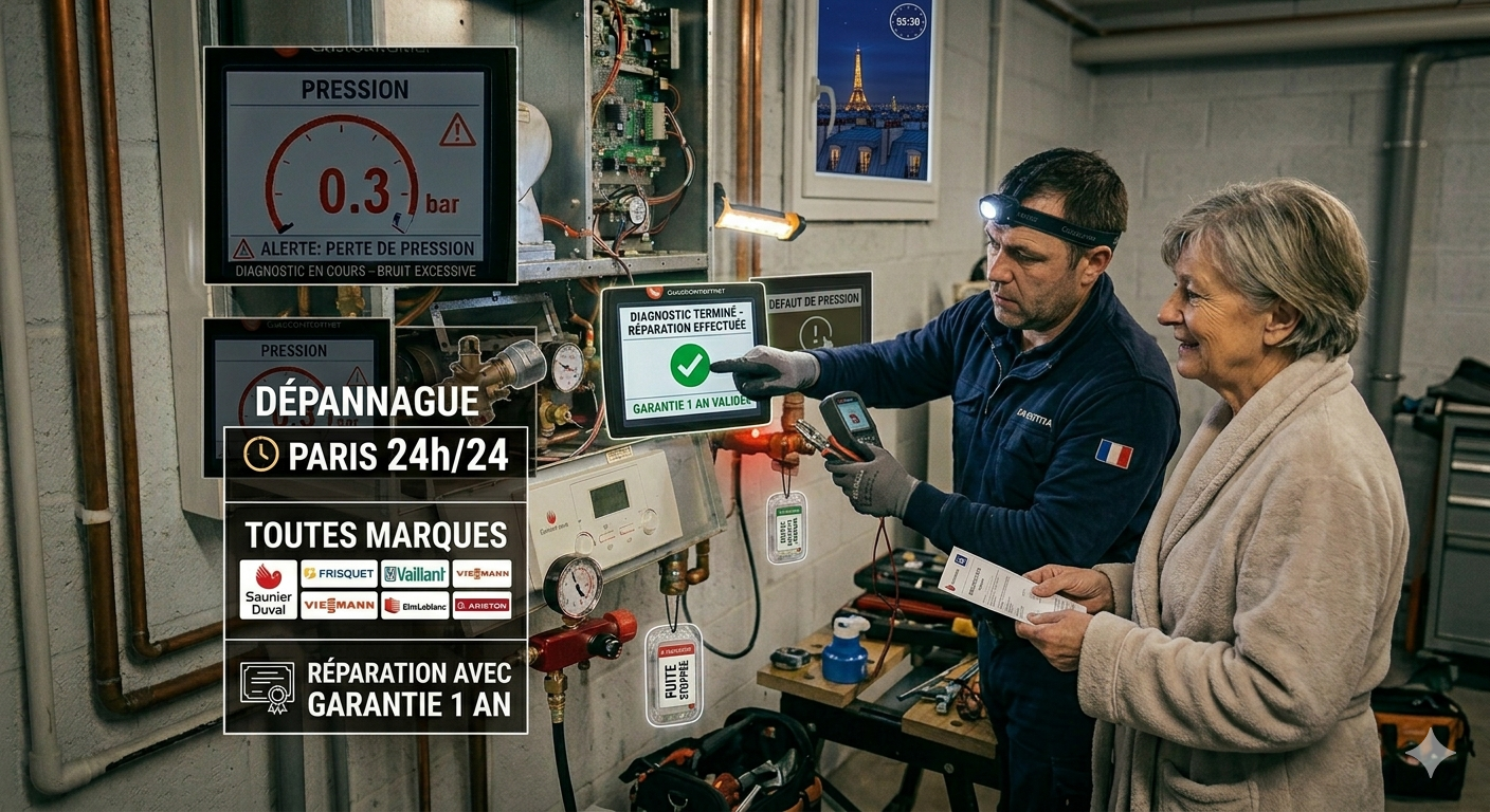 Dépannage chaudière Paris 24h/24 toutes marques